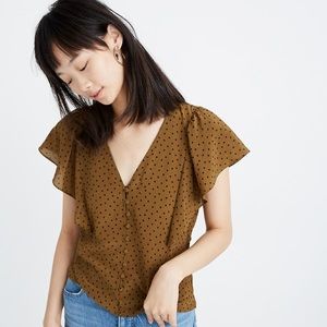 Madewell silk carmelina flutter-sleeve top